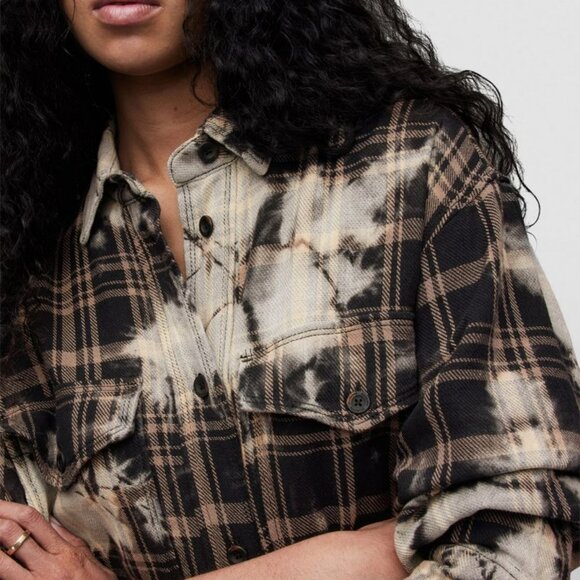 NEW ALLSAINTS Lily Cotton Check Shacket Dress SIZE UK12/US8#2491* - Picture 3 of 12